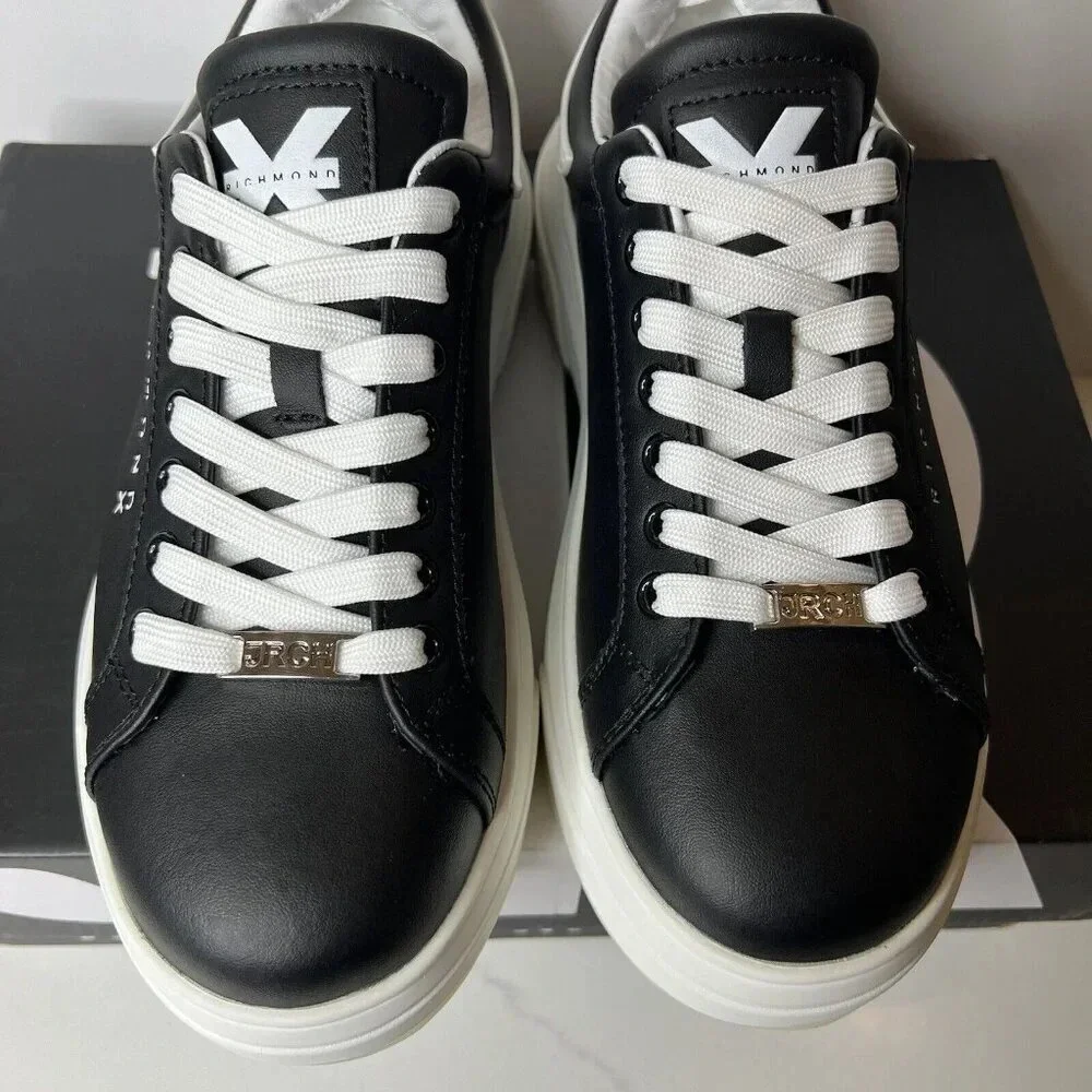 John Richmond 20007 CP Sneakers Low Platform Casual Leather Black Men’s Sz 6